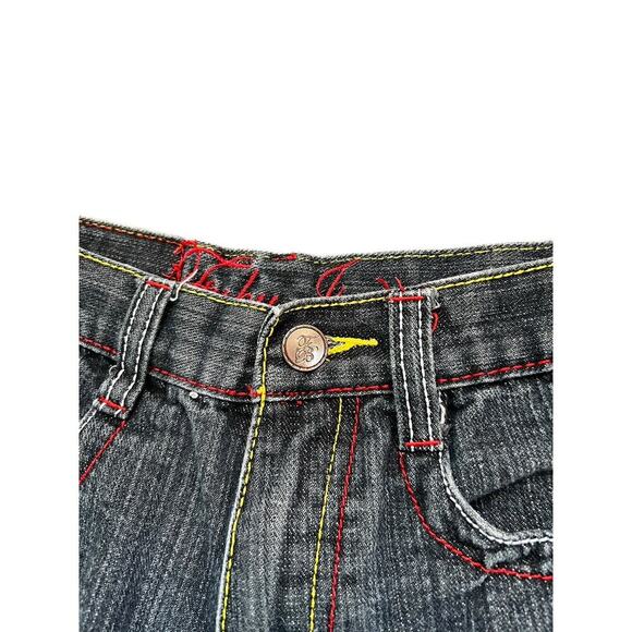Fubu The Collection Jeans Womens Black  Wide Leg Sz 16 Hip Hop Y2K Graffiti - Picture 3 of 8